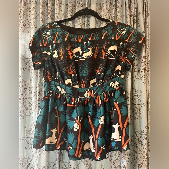 Silk Anthropologie Anna Sui woodland top size 2 - Picture 2 of 4